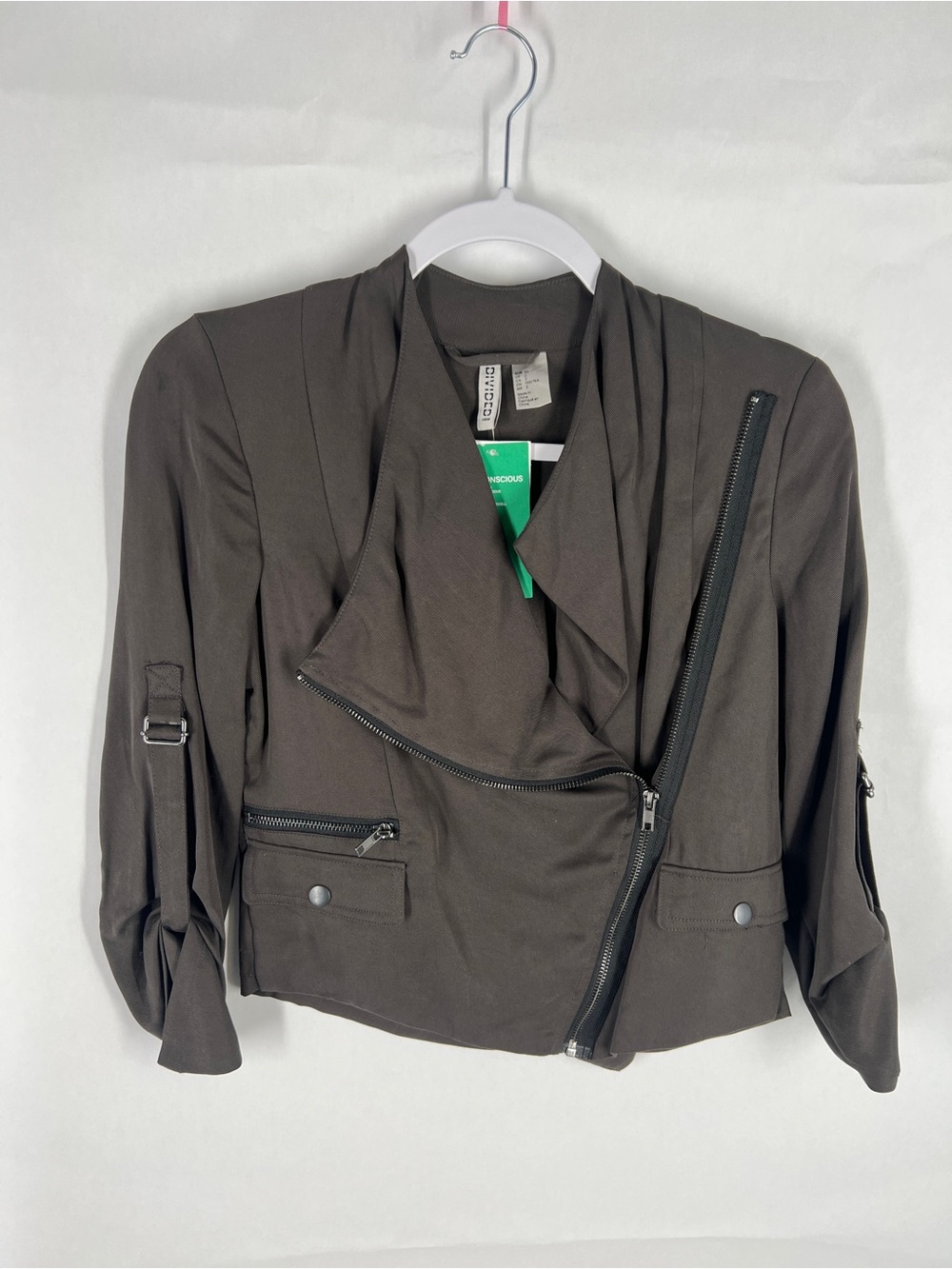 H&M Divided NWT Draped Moto Zip Jacket Size